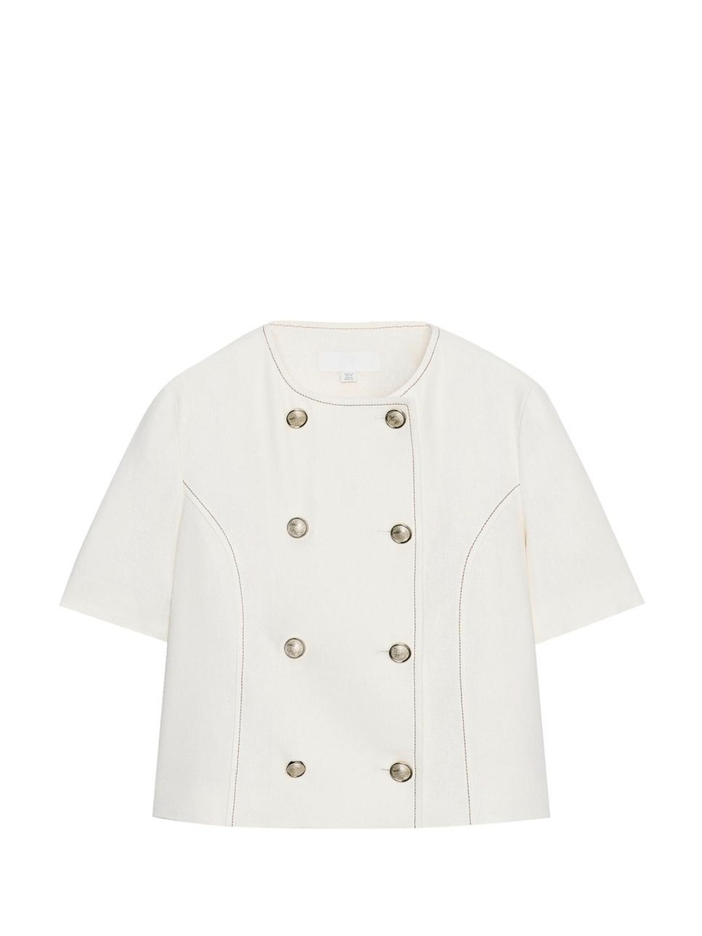 Zara Cream Double-Breasted Short Sleeve Jacket
